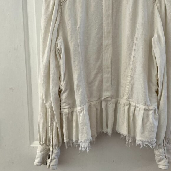 Free People White Arian Fringe Embroidered Military Style Jacket Sz Sm - Picture 7 of 10